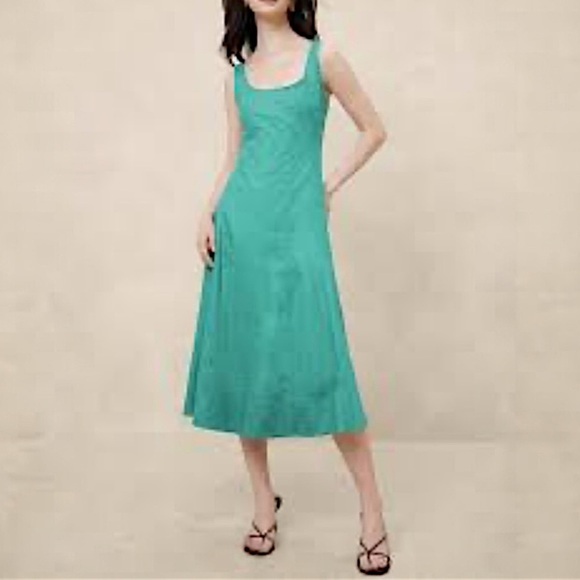 Banana Republic Dresses & Skirts - ❌SOLD❌BANANA REPUBLIC Linen Blend Midi Dress in Aquamarine, Size 18